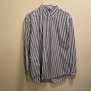 Polo Ralph Lauren Blue Stripe Shirt Large L EUC